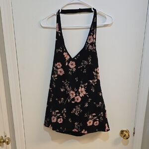 Torrid 2x  Black and Pink Floral Halter Top